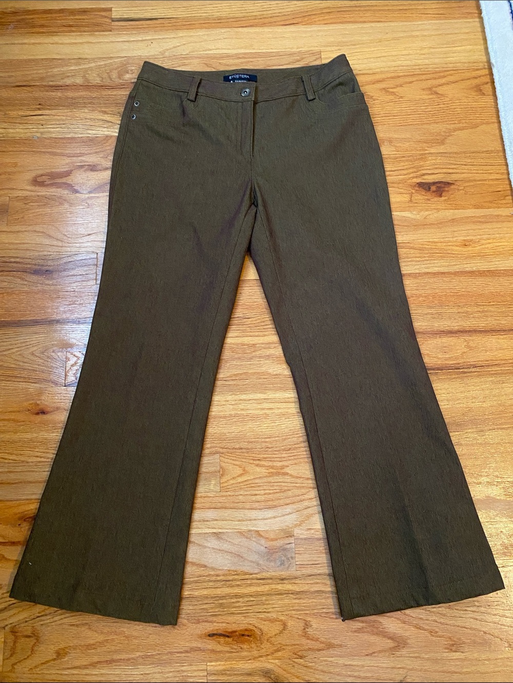 Etcetera Olive Brown Flare Wide-Leg Dress Jeans